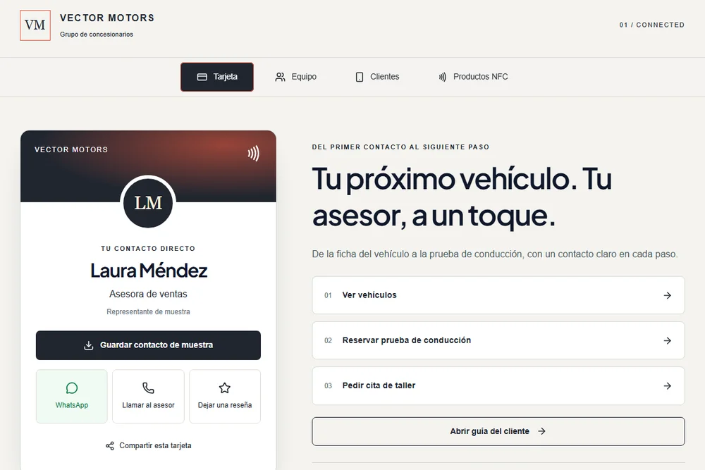 VECTOR MOTORS · Team & NFC demo