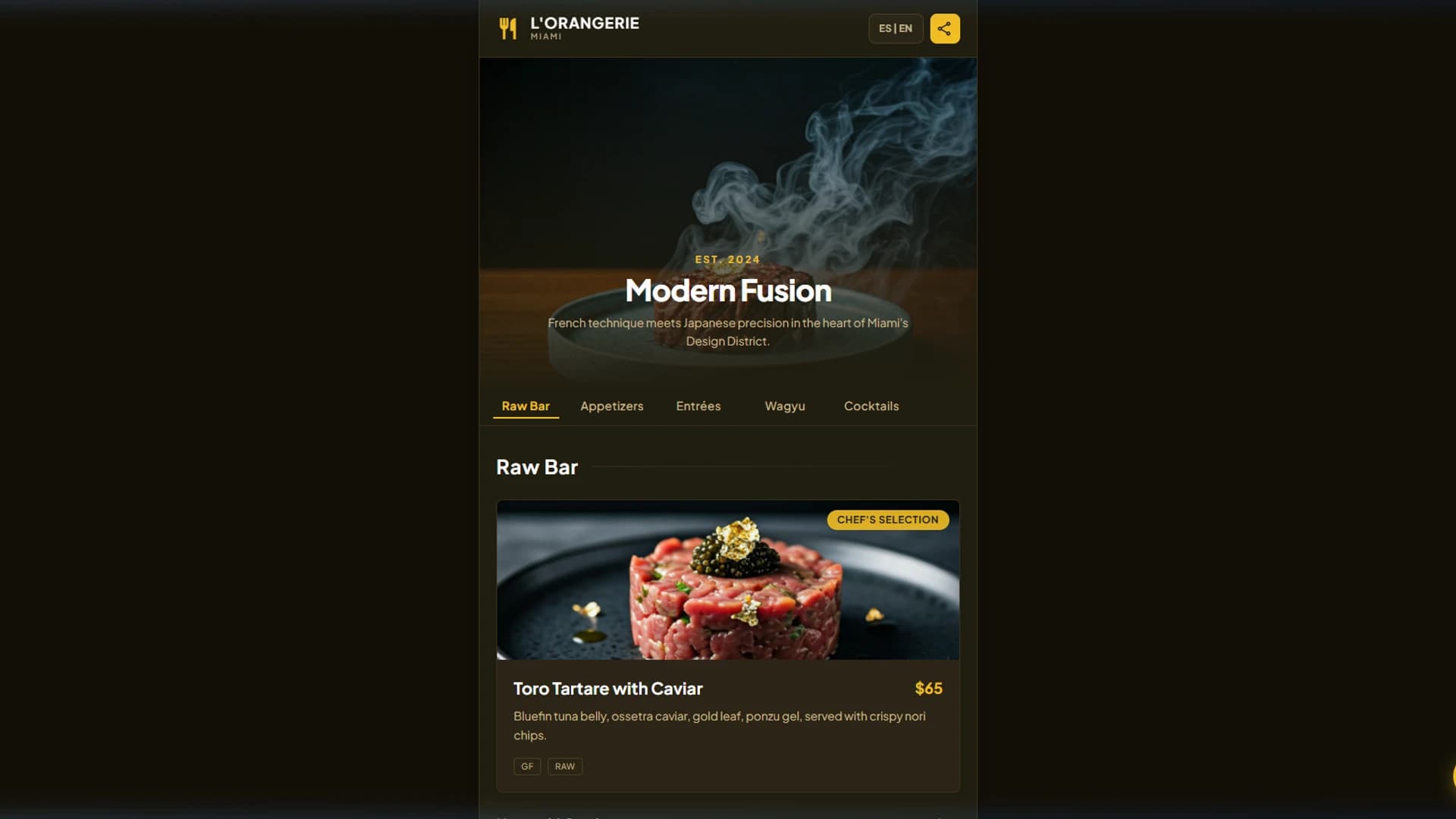 Luxury Restaurant Digital Menu