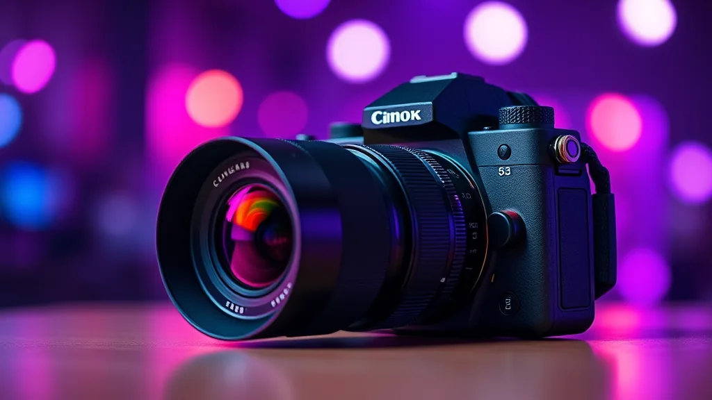 Cámara profesional y lente de cine
