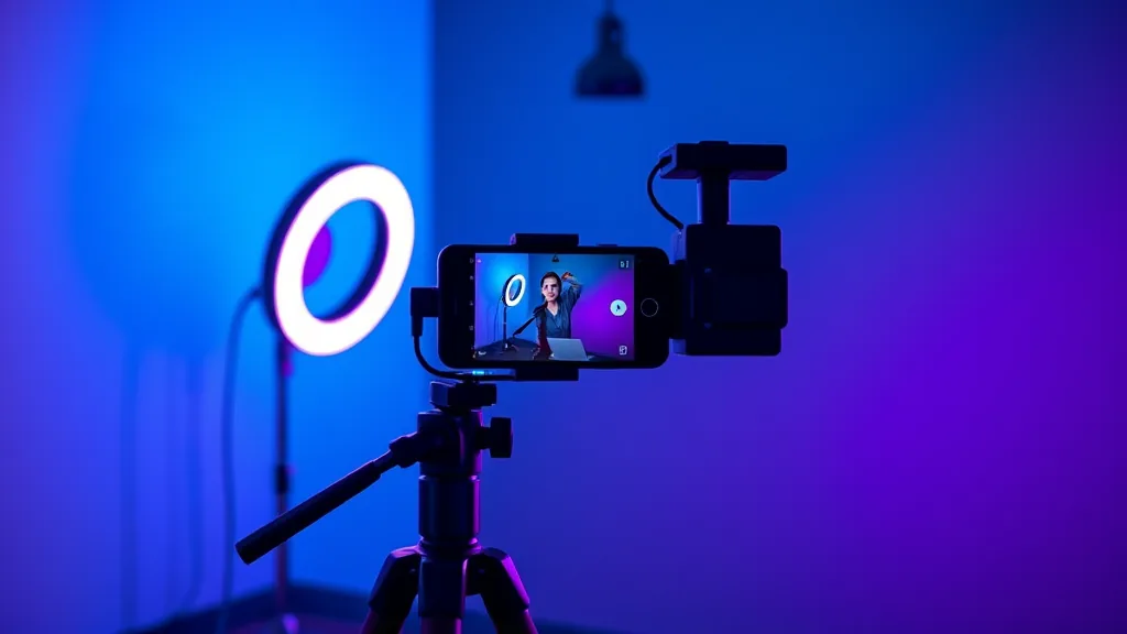 Grabación de Reels con ring light y smartphone